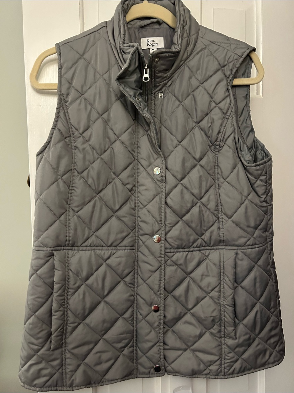 Kim Rogers Quilted Puffer Vest in Gray